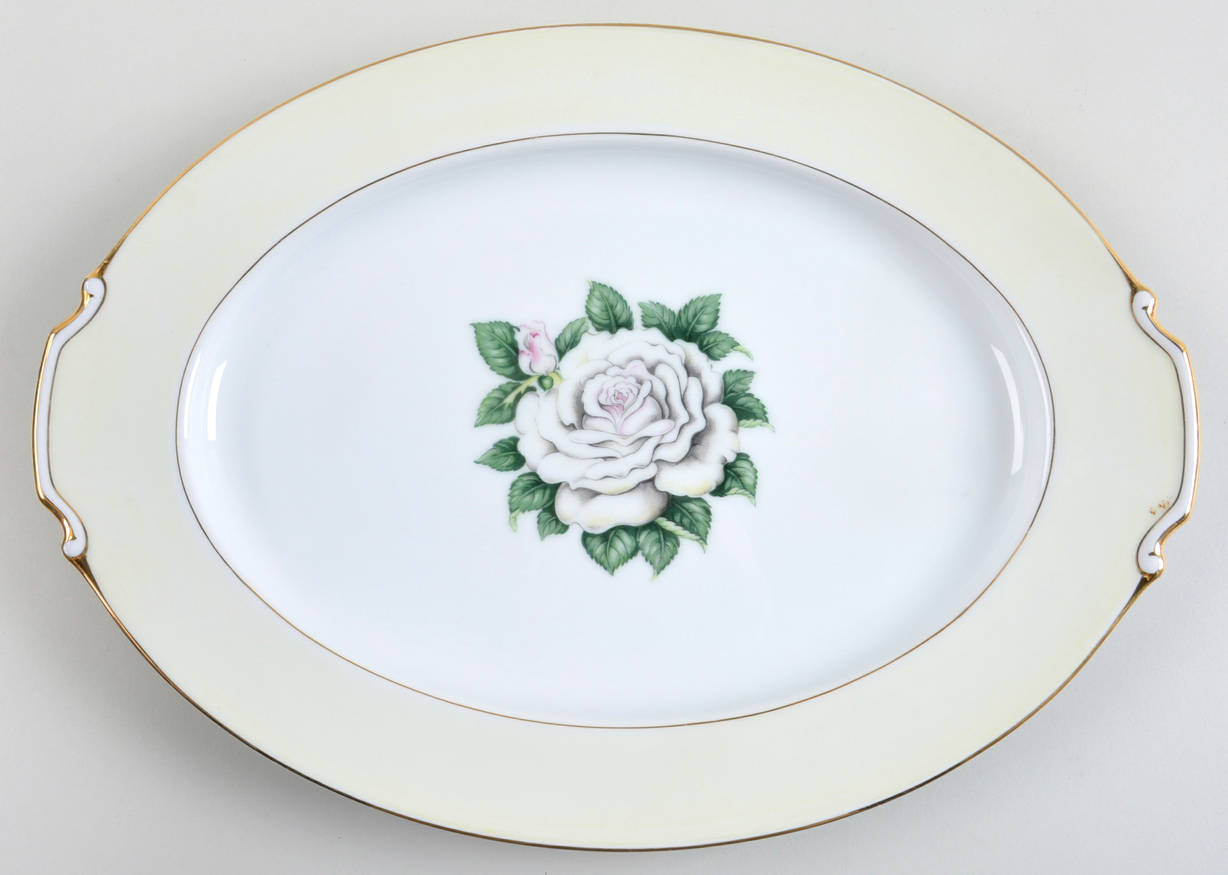 White Rose 16" Oval Serving Platter