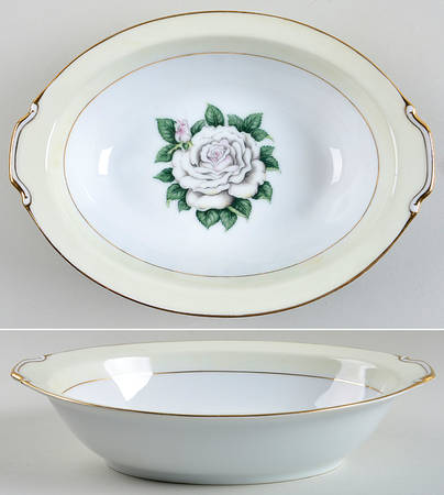 White Rose 11" Oval Vegetable Bowl