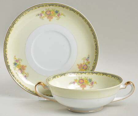 KIK12 Footed Cream Soup Bowl & Saucer Set