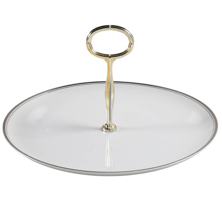 Silver Chalice Round Serving Plate with Center Handle (Dp) Hc