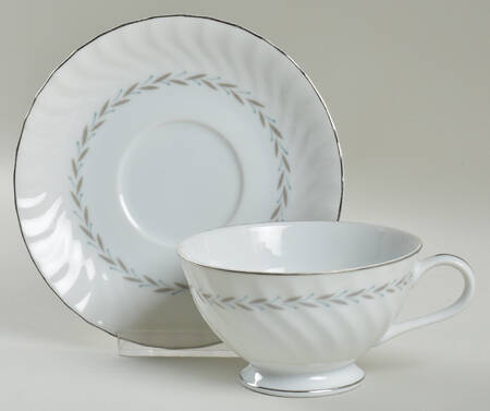 Silver Leaf Footed Cup & Saucer Set