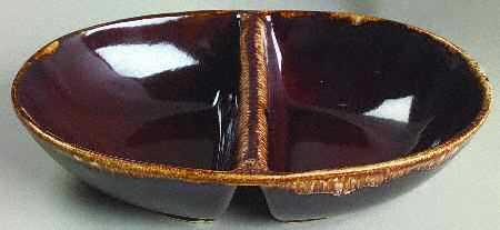 Brown Drip 11" Oval Divided Vegetable Bowl