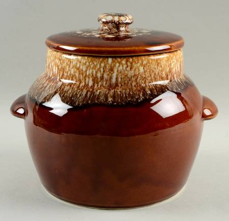 Brown Drip Bean Pot & Lid