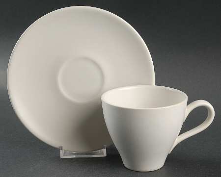 Antique White Flat Cup & Saucer Set
