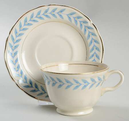 Blue Laurel Footed Cup & Saucer Set