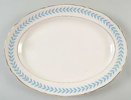 Blue Laurel 15" Oval Serving Platter
