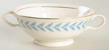 Blue Laurel Footed Cream Soup Bowl