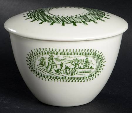 Country Life Green Sugar Bowl & Lid