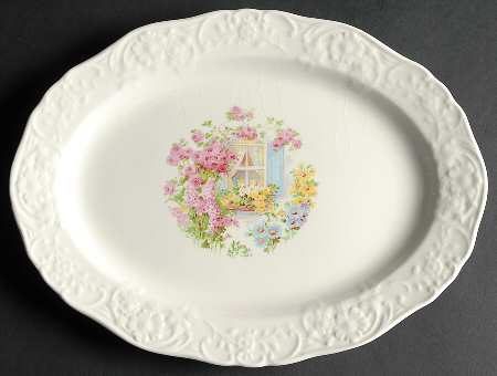 Cottage Window 13" Oval Serving Platter