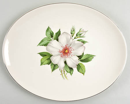 Damask Rose 12" Oval Serving Platter
