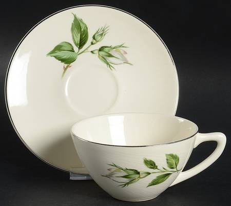 Damask Rose Flat Cup & Saucer Set