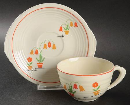 Flower Pots (Yorktowne) Flat Cup & Saucer Set