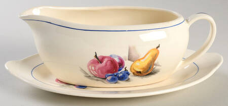Fruits (Inner Blue Verge) Gravy Boat & Underplate