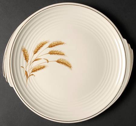 Golden Wheat Handled Cake Plate