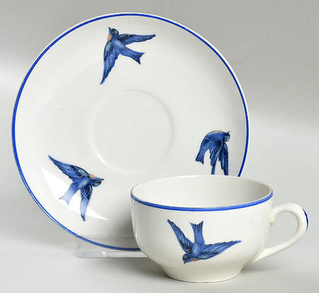 Blue Bird Flat Demitasse Cup & Saucer Set