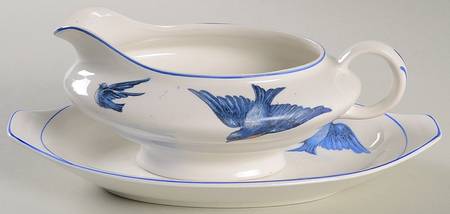 Blue Bird Gravy Boat & Underplate/Relish