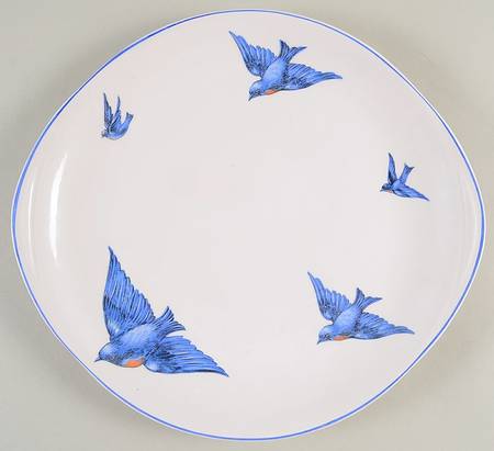 Blue Bird Handled Cake Plate