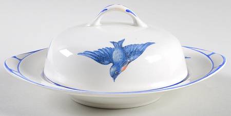 Blue Bird Round Covered Butter