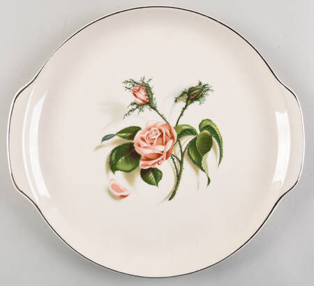 Moss Rose Handled Cake Plate