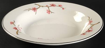 Peach Blossom Rim Soup Bowl