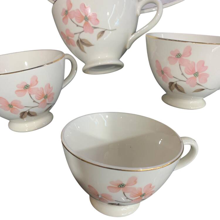 Pink Dogwood (Gold Trim) Footed Cup