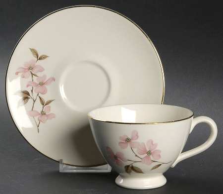 Pink Dogwood (Gold Trim) Footed Cup & Saucer Set
