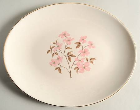 Pink Dogwood (Gold Trim) 12" Oval Serving Platter