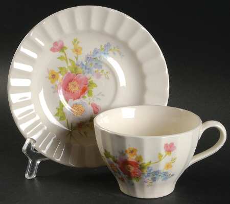 Spring Bouquet Flat Cup & Saucer Set by Edwin Knowles