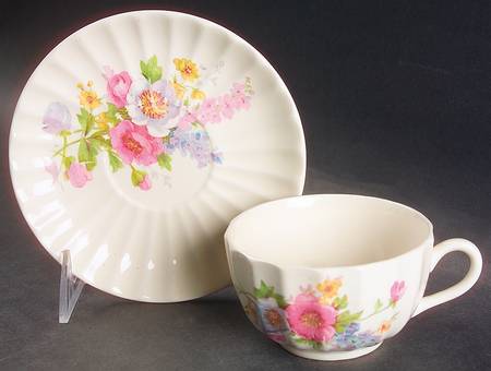 Spring Bouquet Flat Cup & Saucer Set by Edwin Knowles
