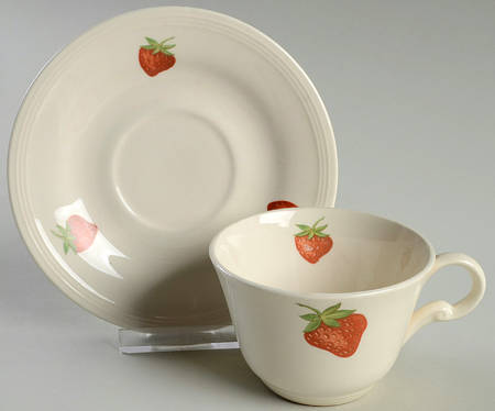 Strawberry Flat Cup & Saucer Set