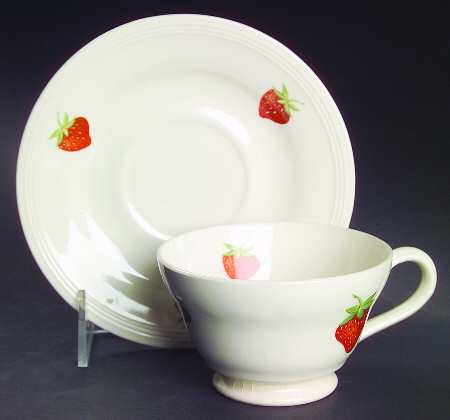 Strawberry Footed Cup & Saucer Set