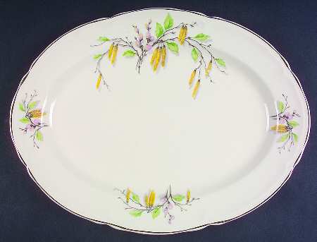 Sylvan (Gold Trim) 13" Oval Serving Platter