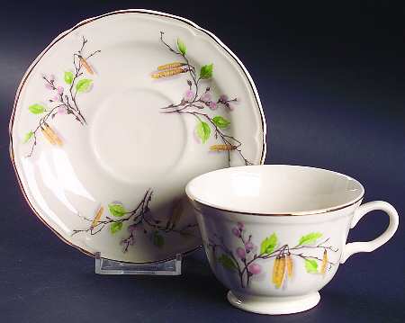 Sylvan (Gold Trim) Footed Cup & Saucer Set