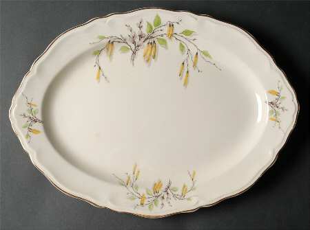 Sylvan (Gold Trim) 15" Oval Serving Platter