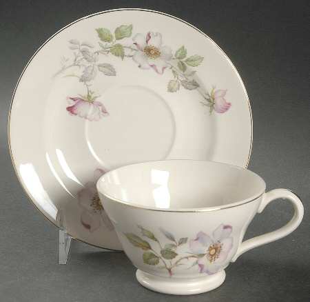 Wild Rose (Rimmed) Footed Cup & Saucer Set