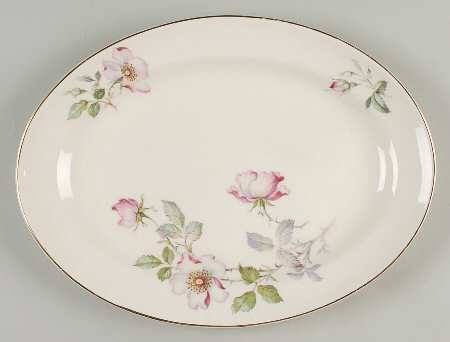 Wild Rose (Rimmed) 12" Oval Serving Platter
