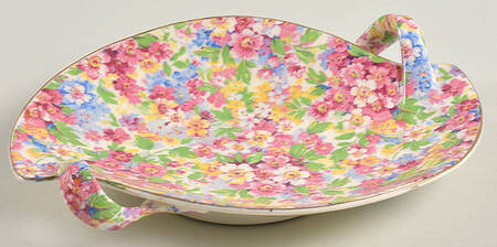 Apple Blossom Chintz Handled Candy Dish