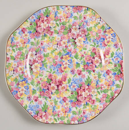 Apple Blossom Chintz Octagonal Luncheon Plate