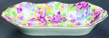 Apple Blossom Chintz Tray for Salt and Pepper Set