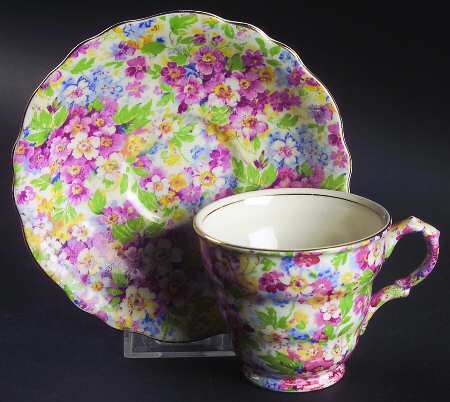 Apple Blossom Chintz Footed Cup & Saucer Set