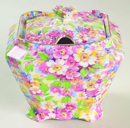 Apple Blossom Chintz Honey Pot & Lid