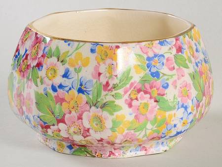 Apple Blossom Chintz Open Sugar Bowl