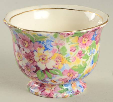 Apple Blossom Chintz Open Sugar Bowl