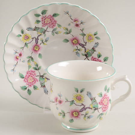 Chinese Rose Footed Cup & Saucer Set