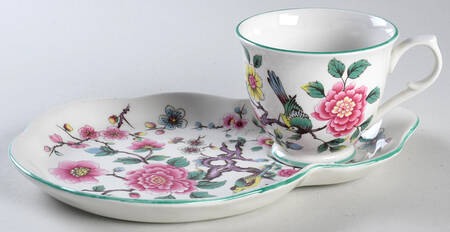 Chinese Rose Snack Plate & Cup Set