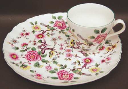 Chinese Rose Snack Plate & Cup Set