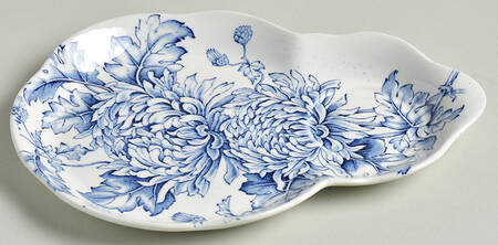 Chrysanthemum Blue Snack Plate