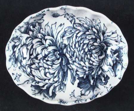 Chrysanthemum Blue Soap Dish