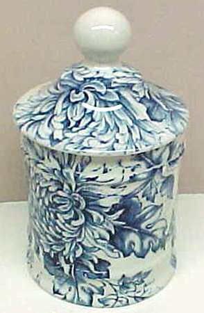 Chrysanthemum Blue 3" Storage Jar & Lid