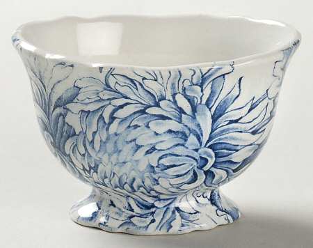 Chrysanthemum Blue Open Sugar Bowl